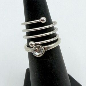 Silver Tone Stackable Rings Set of 2; Size 5.5 Layered Dainty Rings